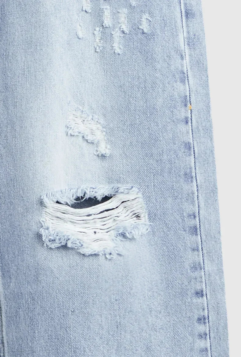 Jeans Slim Fit Élégants en Bleu avec un Look Usé Unique
