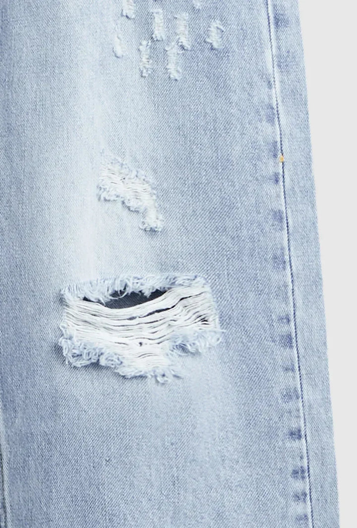 Jeans Slim Fit Élégants en Bleu avec un Look Usé Unique