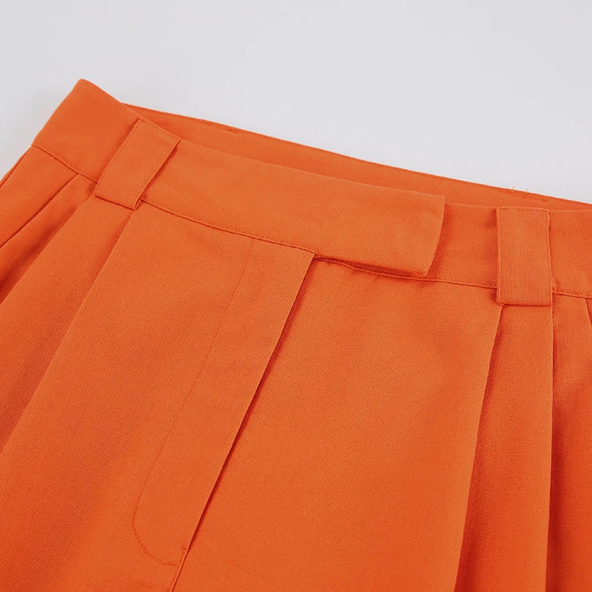 Evelien | Pantalon en lin orange stylé pour femme pour un look estival parfait
