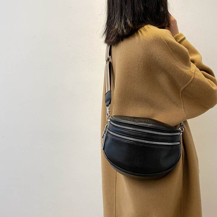 Zivora Luxe Sacoche en Cuir avec Double Zip - Sac Banane Élégant pour Chaque Occasion