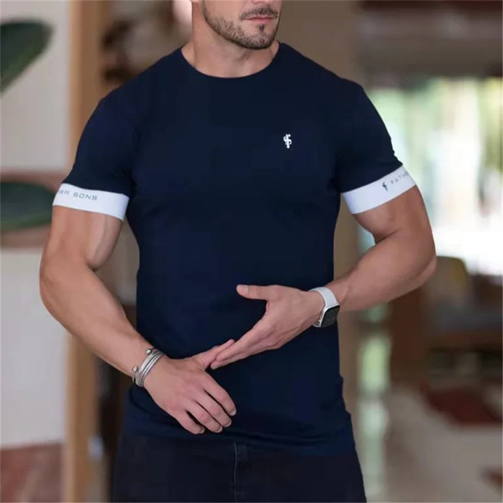 Ralden - T-shirt ajusté Muscle Fit pour hommes à manches courtes pour un look élégant et sportif.