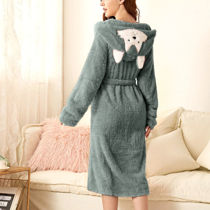 Brinley - Peignoir stylé avec capuche en flanelle épaisse pour les femmes, pour un automne confortable !