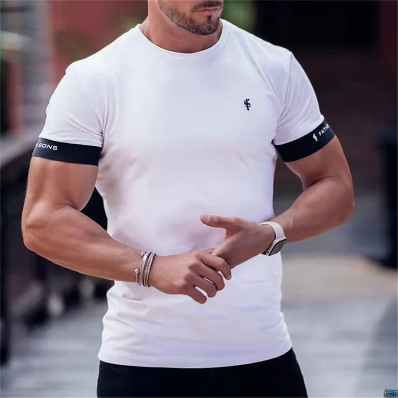 Ralden - T-shirt ajusté Muscle Fit pour hommes à manches courtes pour un look élégant et sportif.