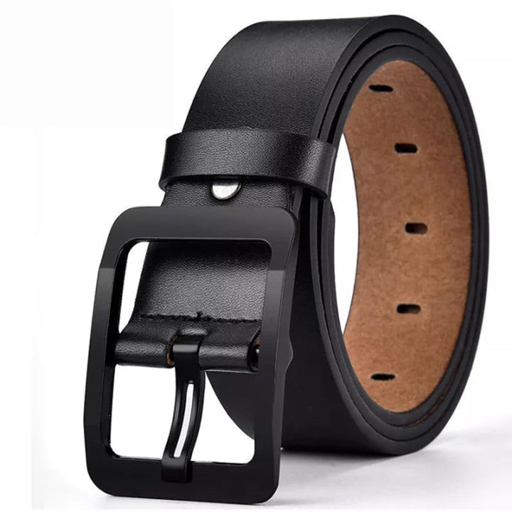 Morrison - Ceinture en cuir noir élégante avec boucle mate chic