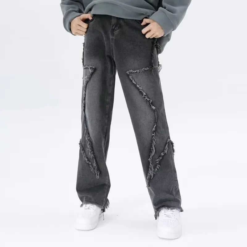 Zyren - Jeans oversize tendance avec un effet destroy stylé
