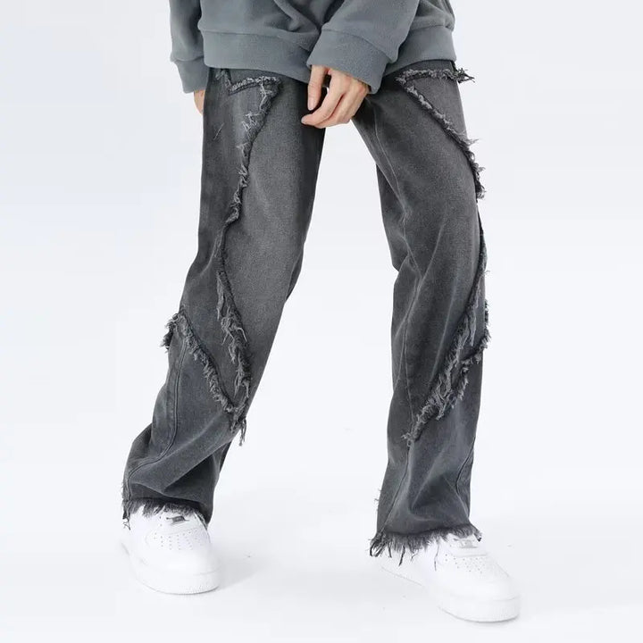 Zyren - Jeans oversize tendance avec un effet destroy stylé