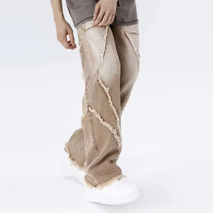 Zyren - Jeans oversize tendance avec un effet destroy stylé