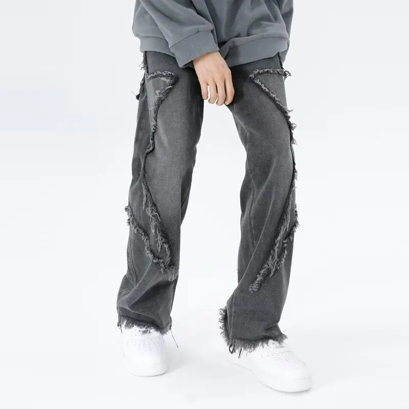 Zyren - Jeans oversize tendance avec un effet destroy stylé