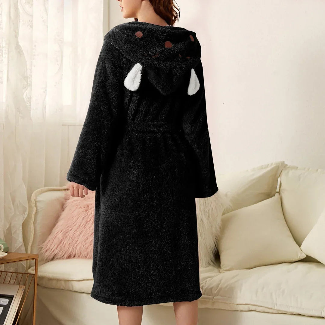 Brinley - Peignoir stylé avec capuche en flanelle épaisse pour les femmes, pour un automne confortable !