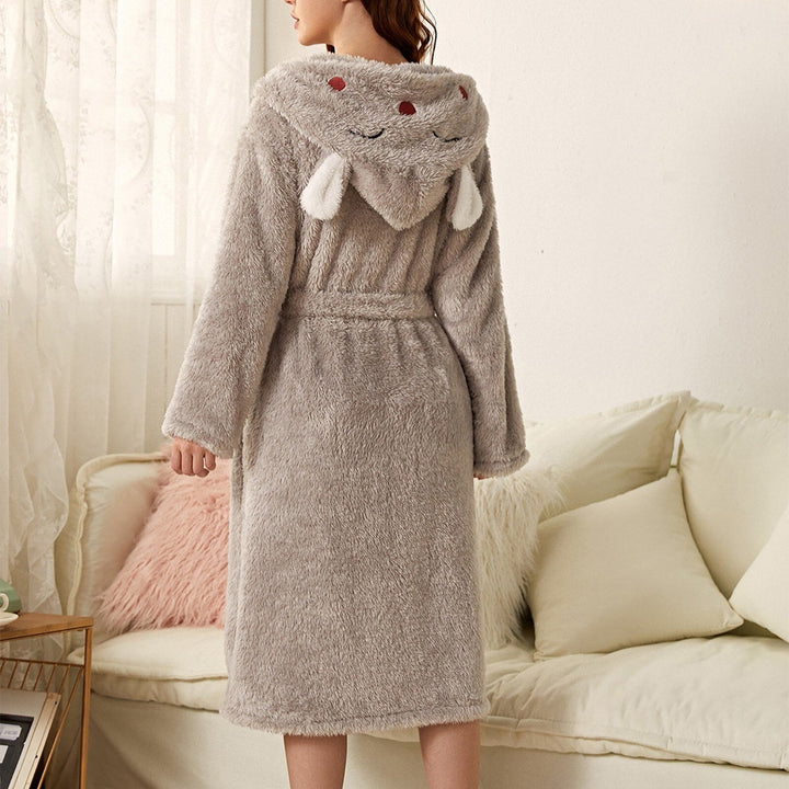 Brinley - Peignoir stylé avec capuche en flanelle épaisse pour les femmes, pour un automne confortable !