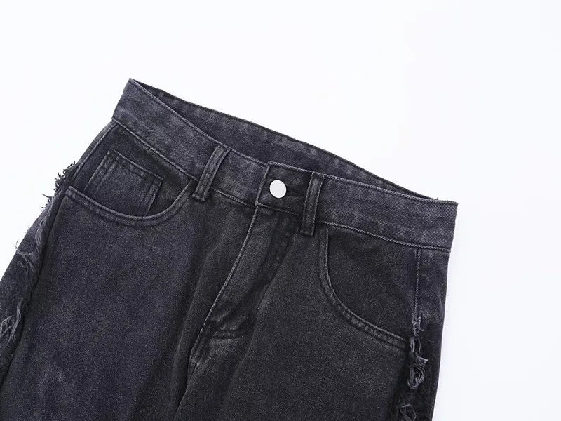 Zyren - Jeans oversize tendance avec un effet destroy stylé