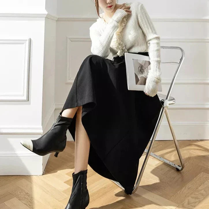 Quinne - Jupe plissée longue élégante classique pour femmes pour un look intemporel et stylé.