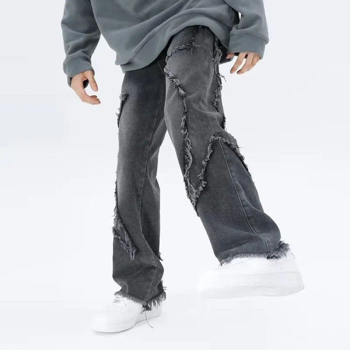 Zyren - Jeans oversize tendance avec un effet destroy stylé