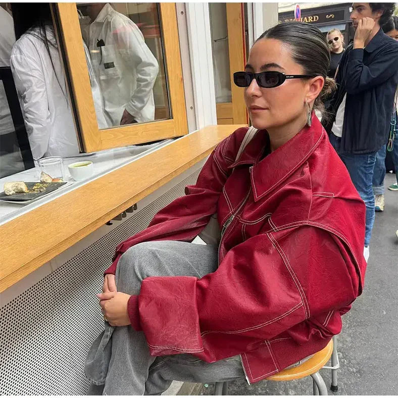Pauline™ - Veste en cuir grande taille