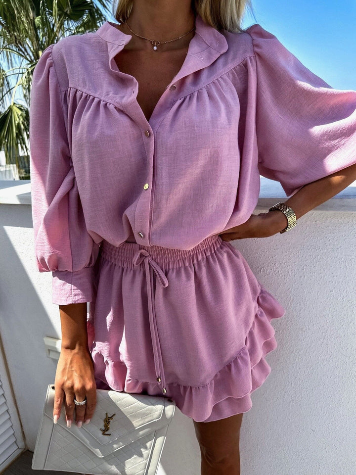 Janica - Ensemble de jupe à boutons élégant pour un look stylé