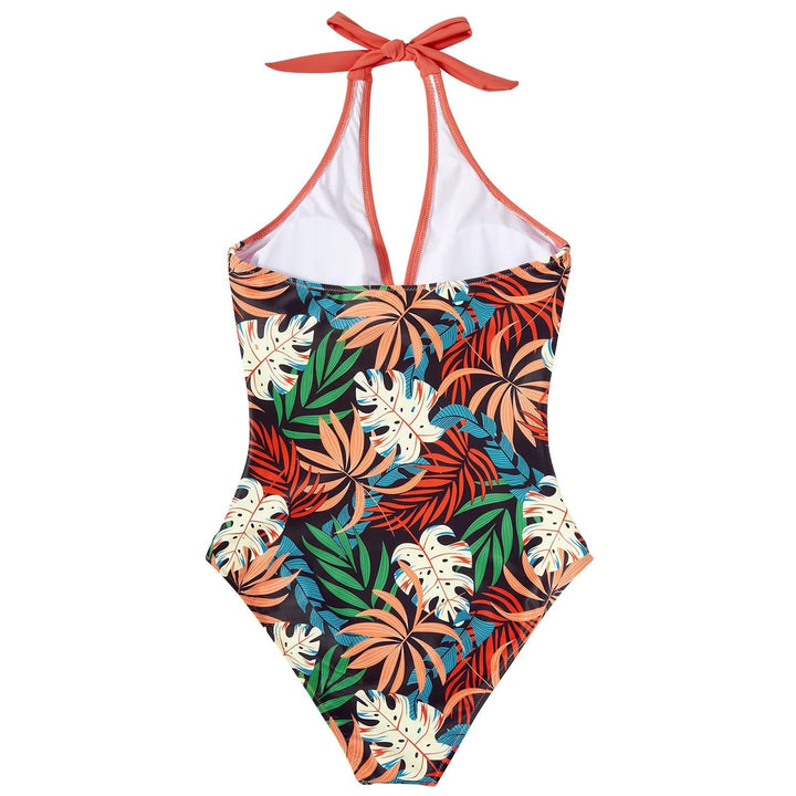 Maillot de bain une pièce élégant pour femmes avec décolleté en V et fermeture à lacets ajustable pour un ajustement parfait.