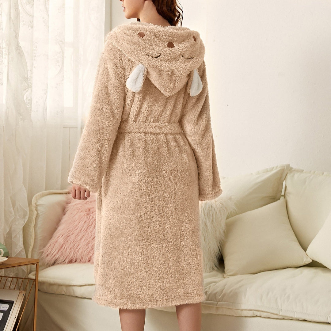 Brinley - Peignoir stylé avec capuche en flanelle épaisse pour les femmes, pour un automne confortable !
