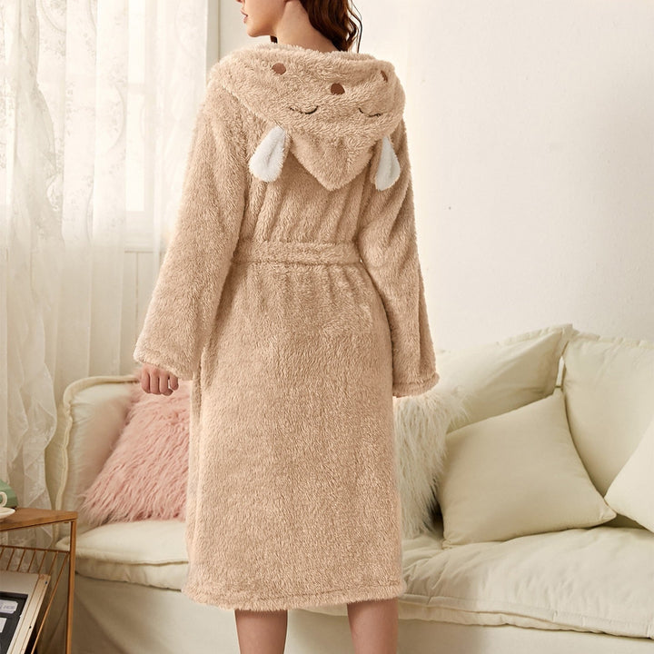 Brinley - Peignoir stylé avec capuche en flanelle épaisse pour les femmes, pour un automne confortable !