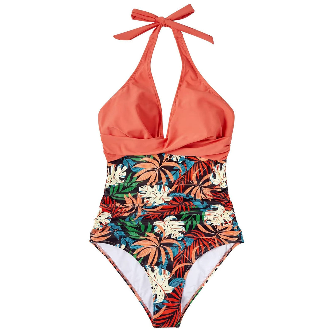 Maillot de bain une pièce élégant pour femmes avec décolleté en V et fermeture à lacets ajustable pour un ajustement parfait.