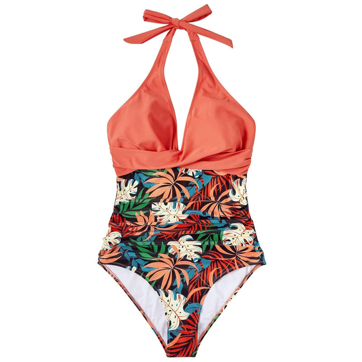 Maillot de bain une pièce élégant pour femmes avec décolleté en V et fermeture à lacets ajustable pour un ajustement parfait.