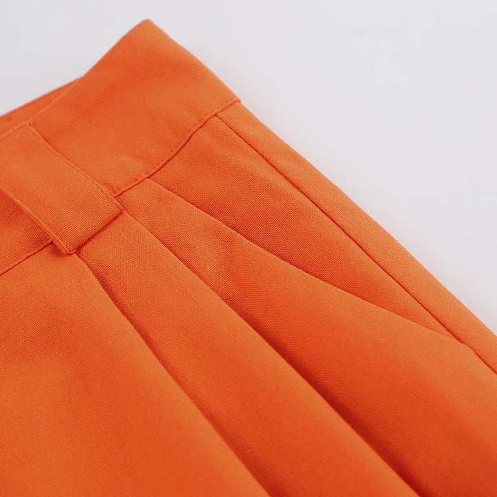 Evelien | Pantalon en lin orange stylé pour femme pour un look estival parfait
