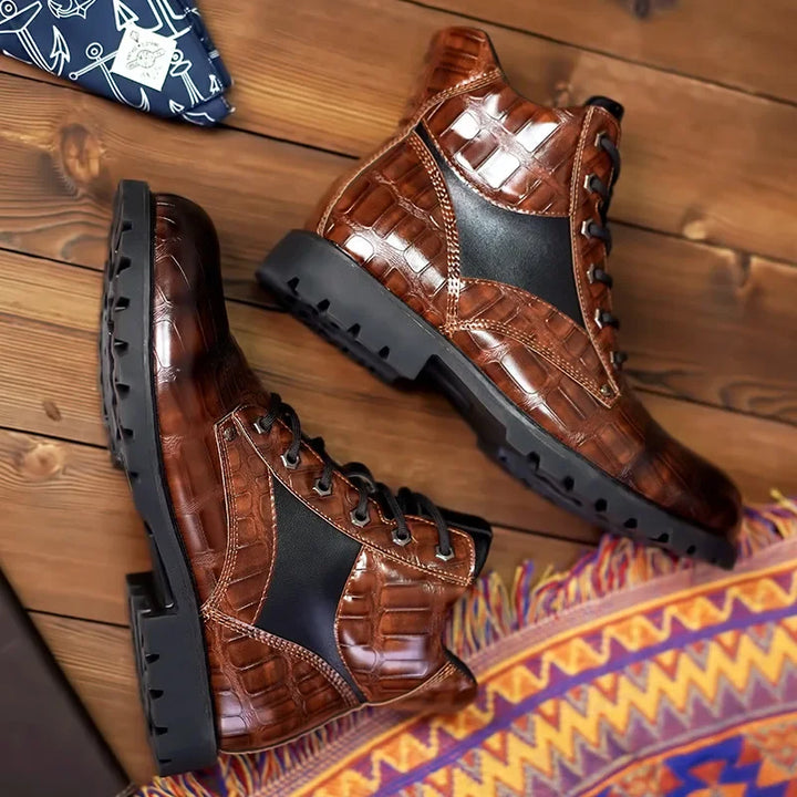 Bottes pour hommes Ed™ Luxe avec un design crocodile élégant