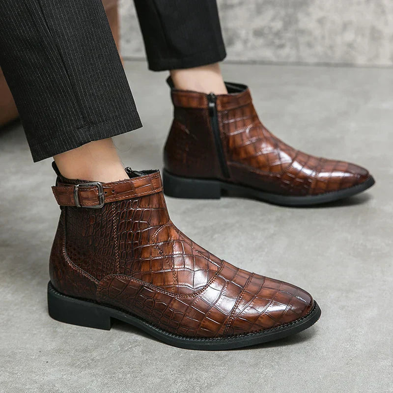 Ivo™ Bottes chevilles en croco luxe pour hommes - Des bottes élégantes et stylées pour l'homme moderne