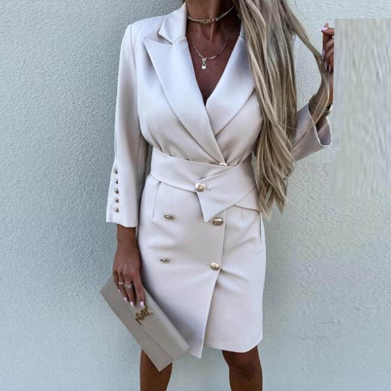 Amryn | Robe de bureau chic pour femmes - tenue de travail élégante et confortable avec fermeture à boutons