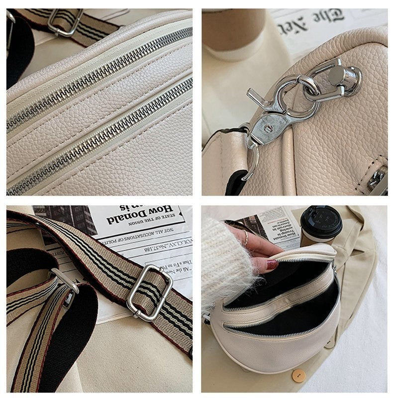Zivora Luxe Sacoche en Cuir avec Double Zip - Sac Banane Élégant pour Chaque Occasion
