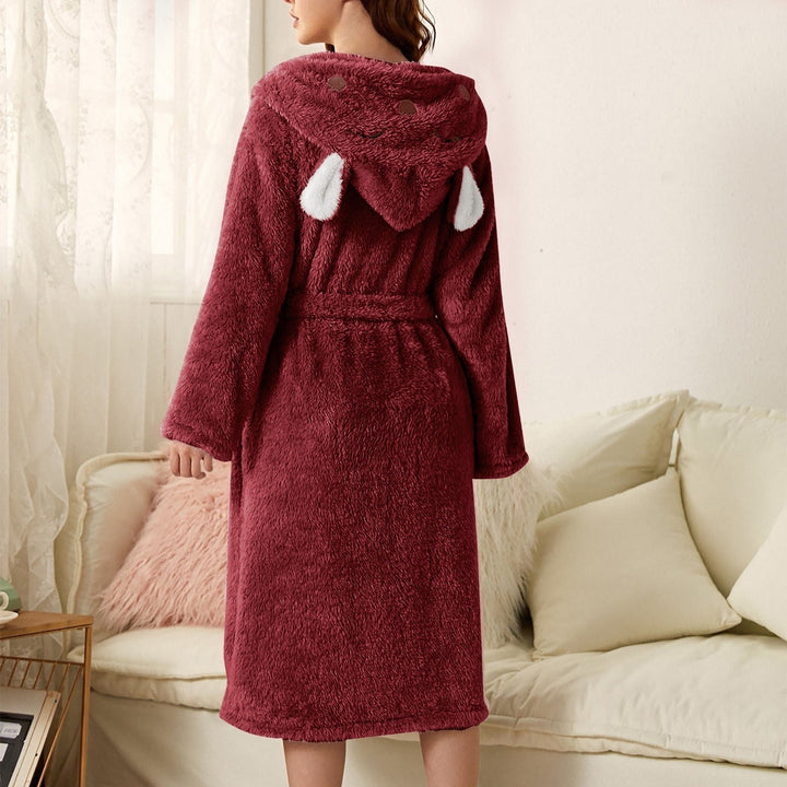 Brinley - Peignoir stylé avec capuche en flanelle épaisse pour les femmes, pour un automne confortable !
