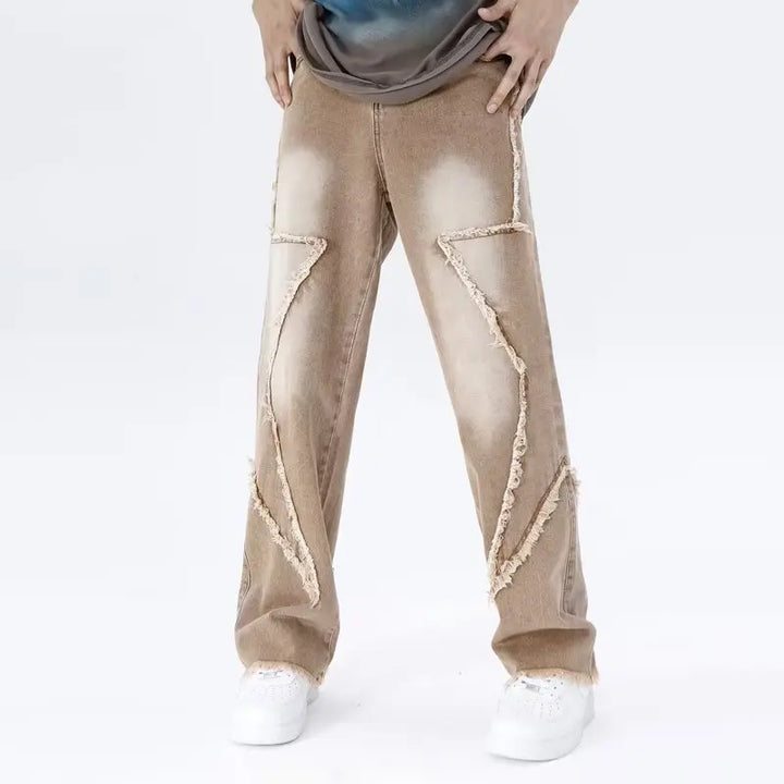 Zyren - Jeans oversize tendance avec un effet destroy stylé