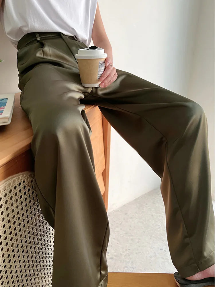 Elégants pantalons pour femmes en satin de soie - Selah Collection