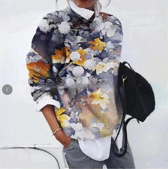 Olive - Pull à fleurs stylé pour un look élégant