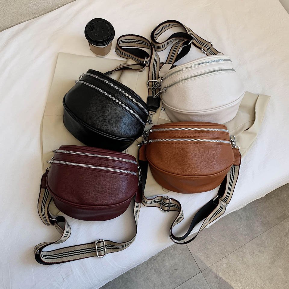 Zivora Luxe Sacoche en Cuir avec Double Zip - Sac Banane Élégant pour Chaque Occasion
