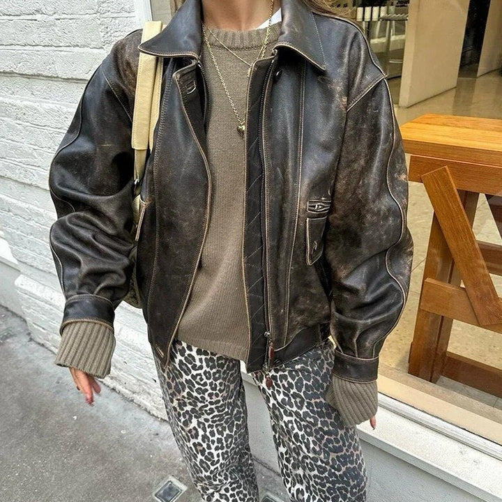 Bonnie - Jeans rétro à imprimé léopard pour un look ludique