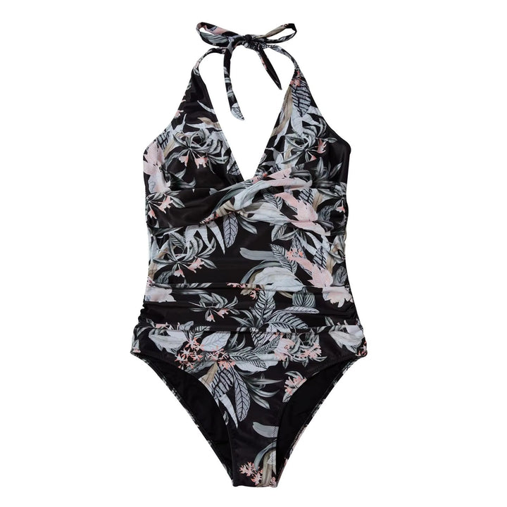 Maillot de bain une pièce élégant pour femmes avec décolleté en V et fermeture à lacets ajustable pour un ajustement parfait.