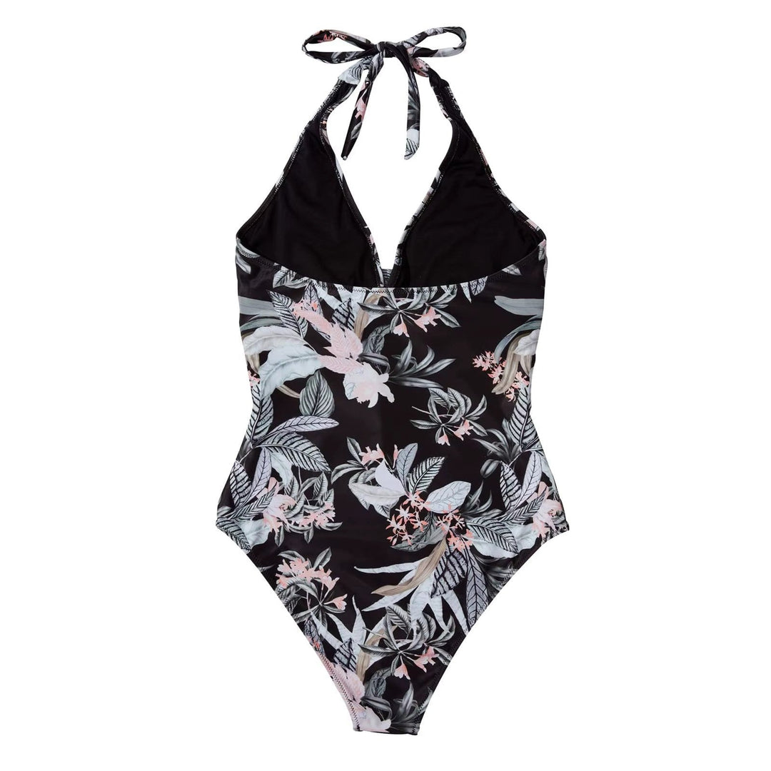 Maillot de bain une pièce élégant pour femmes avec décolleté en V et fermeture à lacets ajustable pour un ajustement parfait.