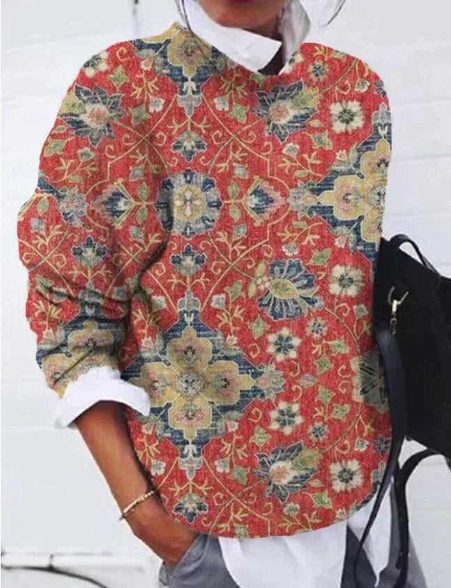 Olive - Pull à fleurs stylé pour un look élégant