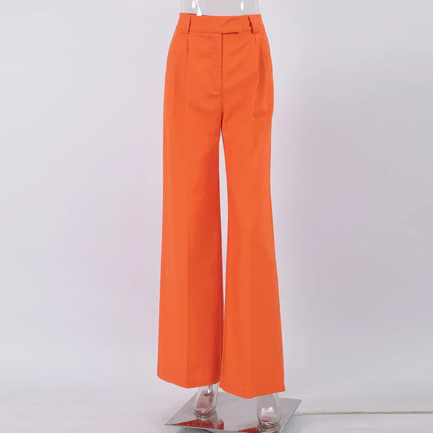 Evelien | Pantalon en lin orange stylé pour femme pour un look estival parfait