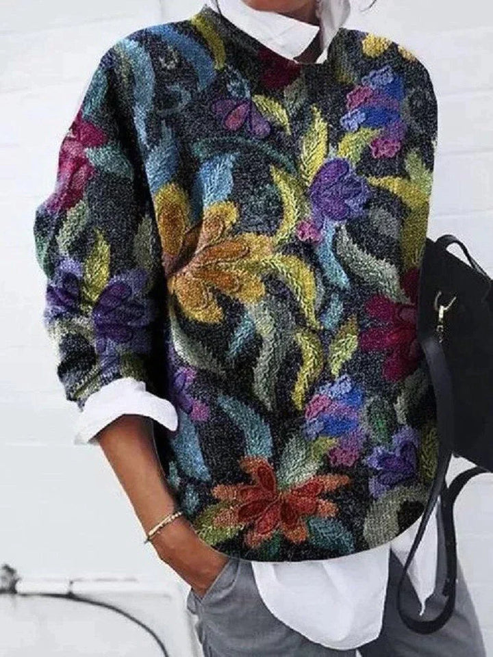 Olive - Pull à fleurs stylé pour un look élégant