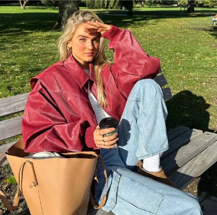 Pauline™ - Veste en cuir grande taille