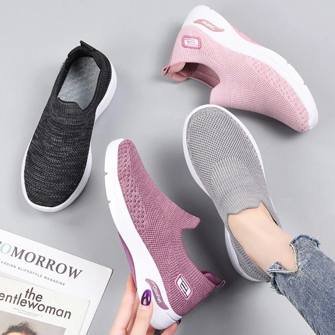 Chaussures de sport et de randonnée pour femmes OrthoEase Comfort avec un design léger et élastique et une semelle orthopédique.