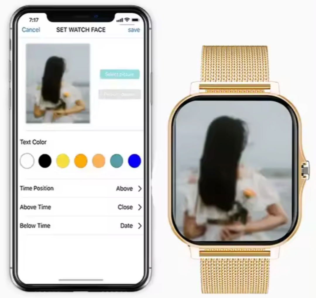 LuxeTime | Montre intelligente élégante pour femmes avec tracker d'activité, moniteur de fréquence cardiaque et design chic.