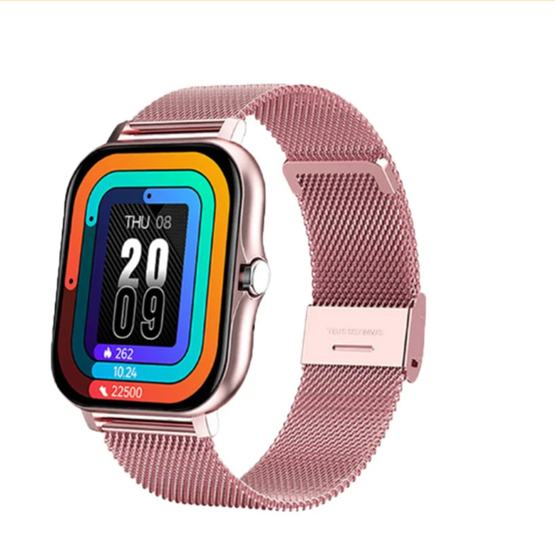 LuxeTime | Montre intelligente élégante pour femmes avec tracker d'activité, moniteur de fréquence cardiaque et design chic.