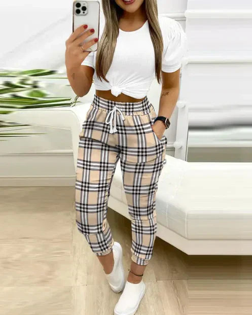 Bernice - Pantalon imprimé stylé avec cordon de serrage
