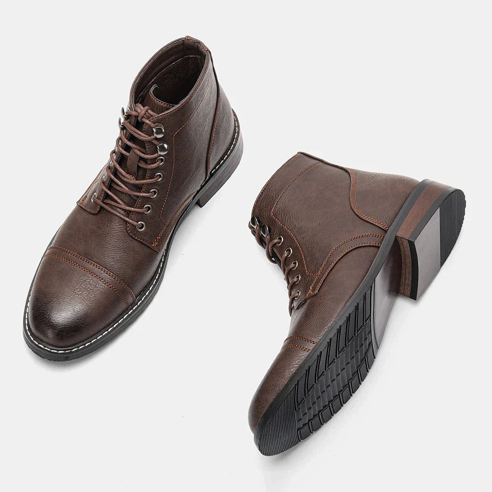 Bottes en cuir classiques élégantes pour hommes Felix™ avec semelle antidérapante sécurisée.