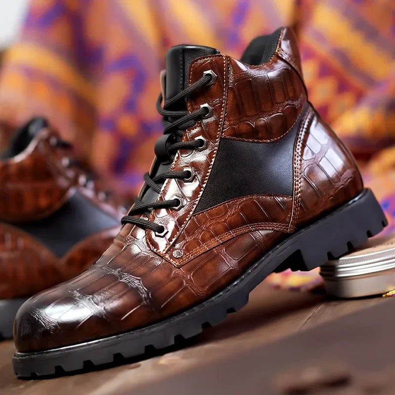 Bottes pour hommes Ed™ Luxe avec un design crocodile élégant
