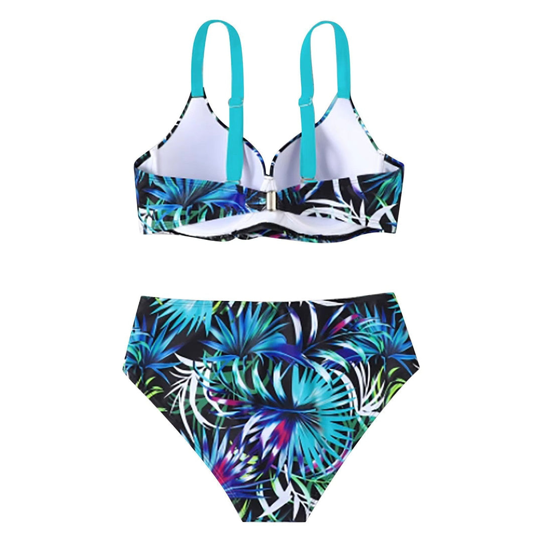 Maillot de bain taille haute en tweed élégant pour femmes, avec un imprimé chic pour un été tendance.