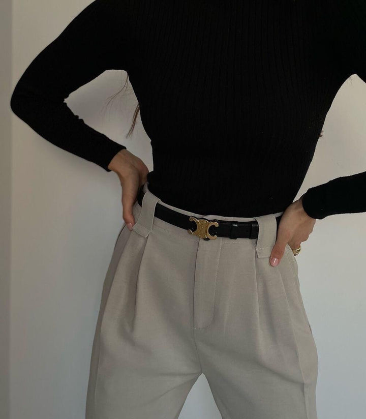 Clara - Ceinture de créateur luxe avec accents dorés élégants