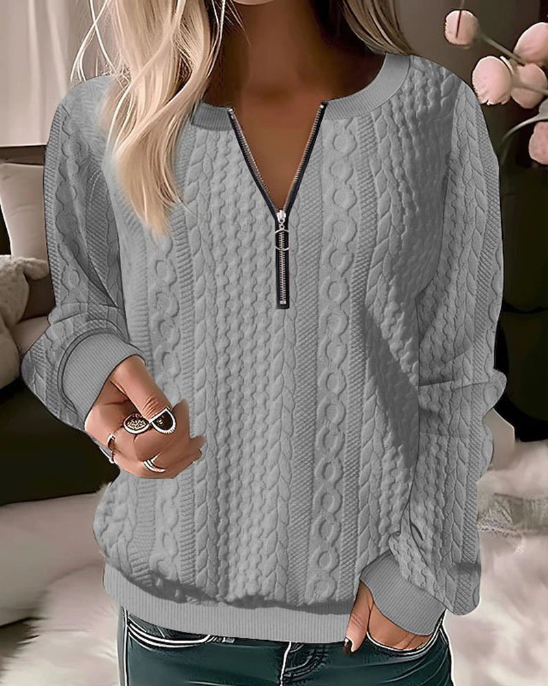 Adriana - Pull en maille stylé et décontracté avec demi-zip à la mode